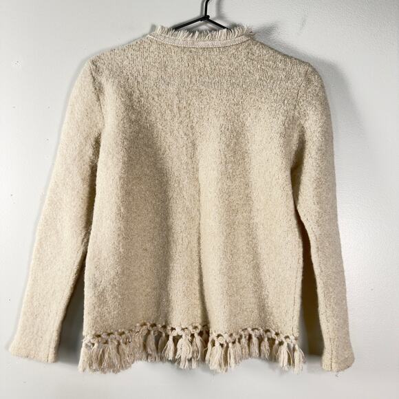 J. Mclaughlin Gold Metallic Fringe Crew Neck Preppy Sweater Nautical Wool Size M - Picture 8 of 8